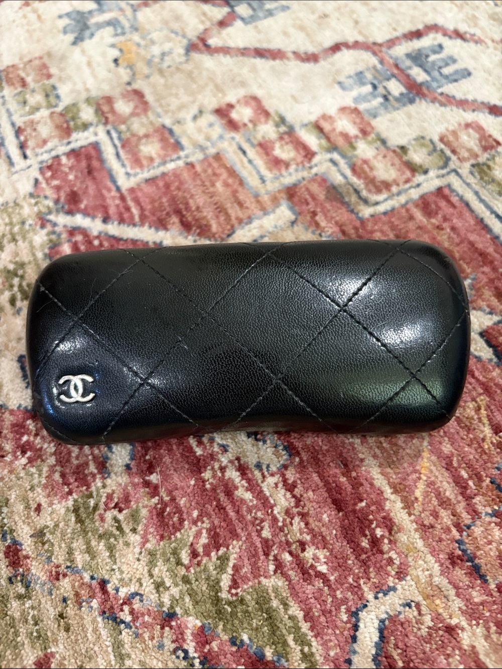 CHANEL Quilted Black Leather Glasses Case